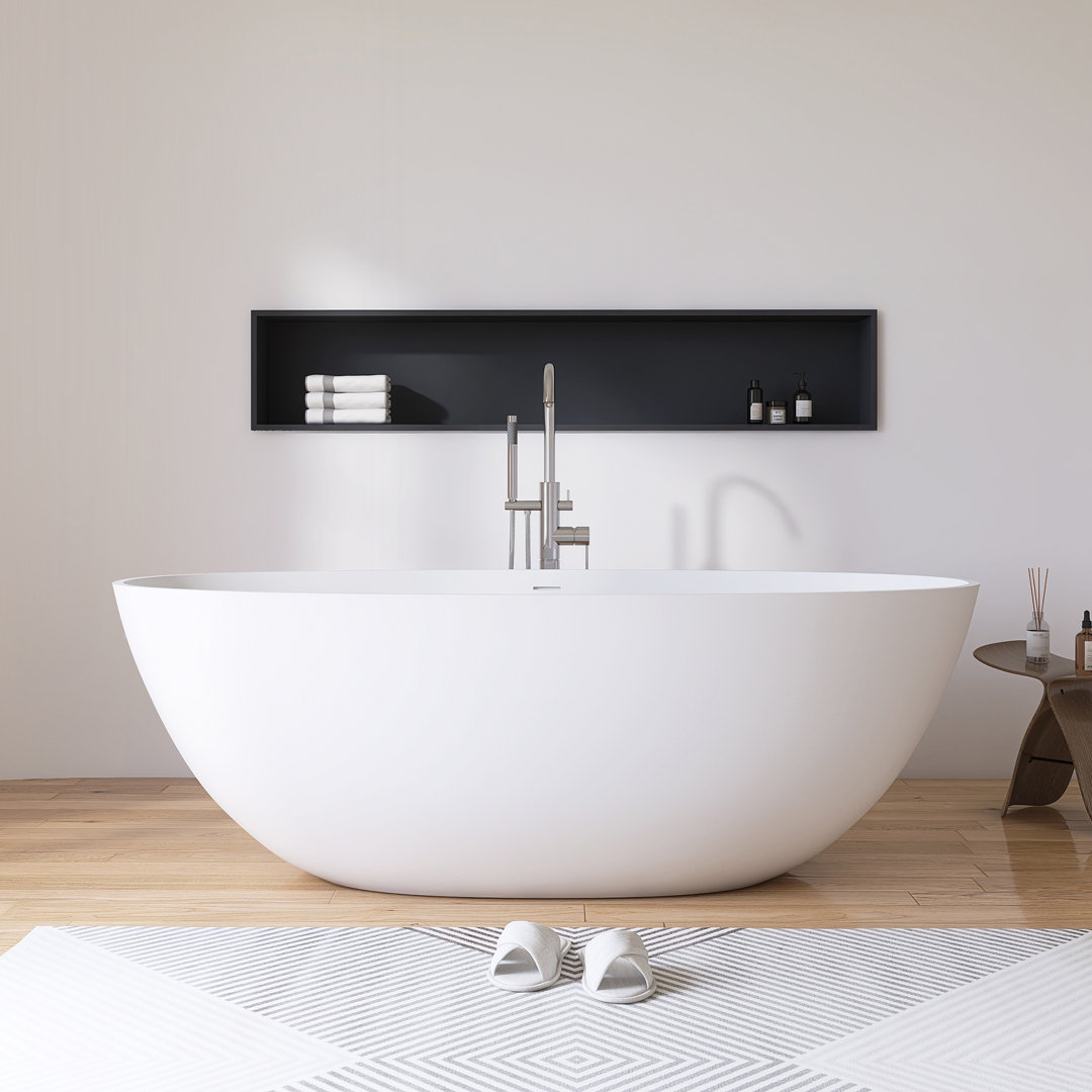 65" x 30" Freestanding Tub  Solid Surface Stone Resin Soaking Bathtub